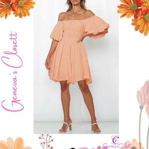 Orange Off Shoulder Mini Dress